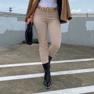 MOTHER Khaki High Waisted Skinny Jeans with Stretch